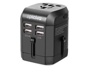 Universal USB Travel Power Adapter-EPICKA All in One Wall Charger AC Power Plug Adapter for USA EU UK AUS Cell Phone Laptop Including Quad 3.5A Smart Power USB Charging Port (4X USB) Universal USB Travel Power Adapter-EPICKA All in One Wall Charger AC Power Plug Adapter for USA EU UK AUS Cell Phone Laptop Including Quad 3.5A Smart Power USB Charging Port (4X USB)