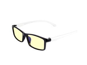 CORN Optiks YJ-2 Full Rim Advanced Video Gaming Eyewear Glasses with Headset Compatibility and Amber Lens Tint, flexible Beta Memory Polymer. (White) CORN Optiks YJ-2 Full Rim Advanced Video Gaming Eyewear Glasses with Headset Compatibility and Amber Lens Tint, flexible Beta Memory Polymer. (White)