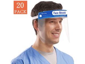 Face Shield, 20 Pcs Anti-fog Full Safety Face Shield, Universal Reusable Face Protective Visor for Eye Head Protection, Anti-Spitting Splash Facial Cover for Women, Men Face Shield, 20 Pcs Anti-fog Full Safety Face Shield, Universal Reusable Face Protective Visor for Eye Head Protection, Anti-Spitting Splash Facial Cover for Women, Men