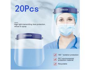 20 Pcs Clear Transparent Anti-fog Full Safety Face Shield, Universal Reusable Face Protective Visor for Eye Head Protection, Anti-Spitting Splash Facial Cover for Women, Men 20 Pcs Clear Transparent Anti-fog Full Safety Face Shield, Universal Reusable Face Protective Visor for Eye Head Protection, Anti-Spitting Splash Facial Cover for Women, Men