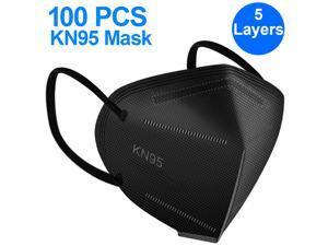 KN95 Face Mask 100 PCS, 5 Layer with Elastic Ear Loop Mask Protection, Breathable Masks (Black)