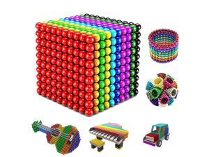 Magnetic Balls 1000 pcs 5mm 10 Rainbow Colors Balls Multicolored Large Cube Building Blocks Sculpture Educational Intelligence Development Stress Relief Imagination Gift
