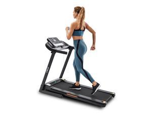 Adjustable Speed Fitness for Home/Office Ultra Thin and Silent 2WD Treadmill Bluetooth 440W Motor Electric Walking Machine Built-in Speakers LCD Screen & Calorie Counter 
