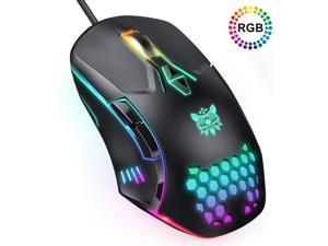 Gaming Mouse Wired, RGB Backlit 6400 DPI Adjustable Gaming Mouses, Grip Ergonomic Optical PC Computer Gaming Mice, 7 Buttons for Windows 7/8/10/XP Vista Linux