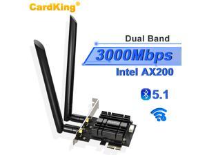 Cardking WiFi 6 Card AX 3000Mbps PCIe Network Card AX200 802.11AX 2.4Ghz / 5.8Ghz with Bluetooth 5.0 & Heat Sink Wireless PCI Express Wi-Fi Adapters Dual Band Antenna for Windows 10 64-bit