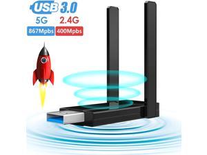 USB 3.0 WiFi Adapter Wireless WiFi Dongle Dual Band with 5dBi Antenna AC1300Mbps Wireless Adapter for Desktop Laptop PC Support WinXP/7/8/10/vista, Mac10.4-10.14, Linux Network Card (1300Mbps Black)