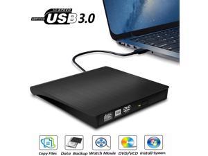 External CD DVD Drive, USB 3.0 Portable CD/DVD +/-RW Drive/DVD Player for Laptop CD ROM DVD Burner Compatible with Laptop Desktop PC Windows Linux OS Apple Mac (Black)
