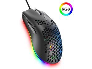 Lightweight Gaming Mouse,26 Kinds RGB Backlit Mice, PixArt 3325 12000 DPI Mouse,Ultralight Honeycomb Shell Ultraweave Cable Mouse and Anti-Key Can Be Set for PC Gamers and Xbox and PS4 Users