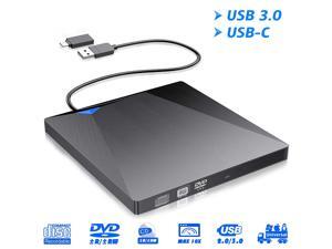External DVD Drive for Laptop, Portable High-Speed USB-C & USB 3.0 CD Burner/DVD Reader Writer for PC Desktops, Compatible with Windows/Mac OSX/Linux External DVD Drive for Laptop, Portable High-Speed USB-C & USB 3.0 CD Burner/DVD Reader Writer for PC Desktops, Compatible with Windows/Mac OSX/Linux
