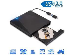 External CD  DVD Drive USB 30 with TypeC Portable Burner Player Plug  Play ThreeDimensional Surface Compatible with Win10  8710  XP and Linux Laptop desktop MacMacBook AirProiMac
