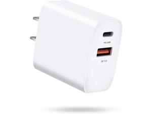 USB C Charger, Fast Charger, 18W 2-Port Wall Charger with Power Delivery & Quick Charge 3.0, Compact USB C Wall Charger for iPhone 11 Pro/Max/XS/XR/X/8/7/6/Plus, Samsung, LG, Pixel, and More