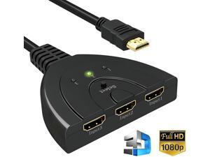 HDMI Switch, Gold Plated 3-Port HDMI Switcher,Splitter, Supports Full HD1080p, 3D with High Speed Pigtail Cable HDMI Switch, Gold Plated 3-Port HDMI Switcher,Splitter, Supports Full HD1080p, 3D with High Speed Pigtail Cable