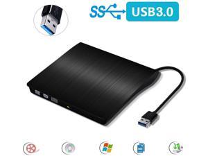 External DVD Drive for Laptop, Portable High-Speed USB-C & USB 3.0 CD Burner/DVD Reader Writer for PC Desktops, Compatible with Windows/Mac OS X/Linux