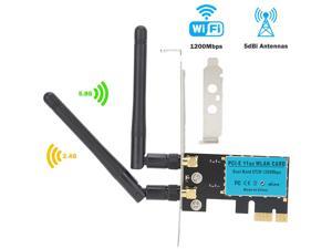 Wireless Adapter PCI-E Network Card Dual-Band 2.4G/5.8G Desktop Computer Built-in Wifi Adapter AC1200M,PCI-E Wifi Card with 1200Mbps Transmission Rate Network Card for Windows 10/Windows 8/Windows 7