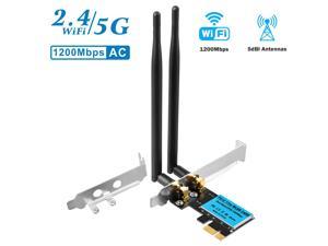 Wireless Adapter PCI Express Network Card, Dual-Band 2.4G/5.8G Desktop Computer Built-in WiFi Adapter AC1200M, PCI-E Wifi Card with 1200Mbps Transmission Rate for Windows 10/Windows 8/Windows 7