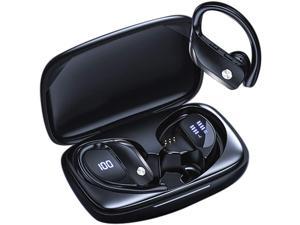 Ture Wireless Earbuds Bluetooth 50 Running Headphones Premium Deep Bass InEar Sport Earphones With MicsCharging CaseIpx5 Waterproof Earhooks Earphones For Sport Running Workout Gym Black