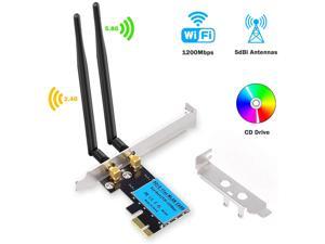 PCI Express WiFi Card, 1200M Wireless Network Card, AC1200Mbps PCIe Dual Band 5G/2.4G Wireless WiFi Adapter Network Card for Windows 10/Windows 8/Windows 7