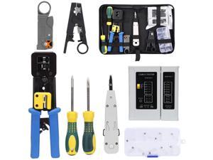 Rj45 Crimping Tool Kit for CAT5/CAT6, Professional Computer Maintenacnce LAN Cable Tester Network Repair Tool Set by SILIVN - 8pcs/Pack