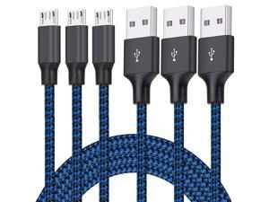 Micro USB Cable, 3Pack 6FT/2M Android Charger Cord Long Nylon Braided Sync and Fast Charging Cables Compatible with Samsung Galaxy S6 S7 Edge, Android & Windows Smartphones and More- Blue