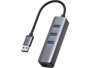 USB 3.0 to Ethernet Adapter, 3 Ports USB 3.0 Hub with 1000M RJ45 Ethernet Multiport Splitter Compatible with MacBook, Surface Pro 4/5/6, Chromebook, Laptop (1000Mbps Gigabit Ethernet, 3 x USB 3.0)