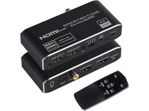 4K60Hz eARC HDMI Audio Extractor 2x1 HDMI Switch to HDMI  Optical Toslink SPDIF  35mm Audio Jack  Coaxial  71Ch HDMI Audio Support ARC and eARC Function HDMI20b