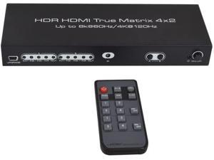 8K @60Hz HDR HDMI True Matrix 4x2, 4K @120Hz 4 in 2 Out HDMI Splitter Switcher HDMI Matrix Switch Box V2.1 Speed switcher, Suitable for PS4 HD TV Computer Monitor
