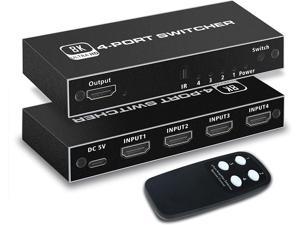 4 Ports 8K HDMI 21 Switch HDMI Switcher 4 in 1 Out with IR Remote Control 4K 60hz HDMI Switch Box 8K60Hz4K120Hz 48Gbps Support for Nintendo Switch PS4PS5 Xbox 360One Fire tv Stick