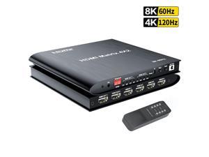 HDMI Matrix 4 in 2 Out 8K @60Hz,8K 4x2 HDMI 2.1 True Matrix Switcher Conmutador Switch 4K @120Hz HDR HDCP 2.3 HDMI Splitter 4 In 2 Out HDMI Switcher Box for PS4 TV Box PC To HDTV