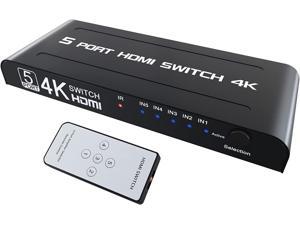 5 Ports HDMI Switch with Remote  HDMI Switcher 5 in 1 Out HDMI Switcher 4K 5  HDMI 14 Port Support 4K 30Hz TV 3D Audio Video Sync PlugPlay Compatible with PS5 PS4 Xbox Fire Stick Roku etc