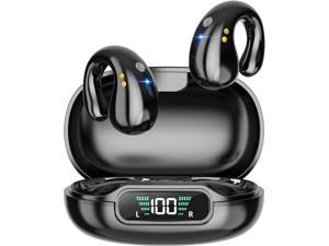 Open Ear Clip Headphones True Wireless Earbuds Bluetooth 53 Sports Earphones Builtin Mic with Ear Hooks 36H Playtime Charging Case LED Display IP7 Waterproof Fitness Ear Buds for Running