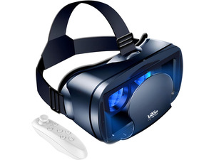 IHDAPP 3D VR Headset for Cellphone, Adjustable Virtual Reality 3D VR Glasses Headset Helmets, Compatible 5.0-7.0 inch i-Phone & Android Smartphones with Controller, for Watching 3D VR Content (Black)