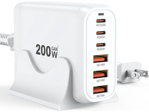 IHDAPP 200W USB C Charger Block Multiple Ports, GaN III USB Charging Station 6 Ports Charging Hub, Multi Port Charger for Laptop Mac-Book i-Pad i-Phone 15 Galaxy Go-og-le Pixel De-ll Air-Pods Switch