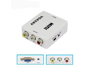 1080P Mini VGA to AV RCA Converter with 3.5mm Audio VGA2AV/CVBS Adapter for PC to HD TV Convert NTSC PAL SXGA 1920x1080 60 fps 1080P Mini VGA to AV RCA Converter with 3.5mm Audio VGA2AV/CVBS Adapter for PC to HD TV Convert NTSC PAL SXGA 1920x1080 60 fps