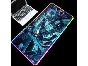 RGB anime poster around Hatsune Miku mouse pad LED backlit desktop decoration non-slip gaming mouse pad