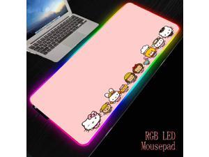 Hello Kitty Pink Durable Rubber PC Laptop Anti-slip Mouse Pad RGB Colorful LED Lighting Game Player Lock Edge Desk Pad