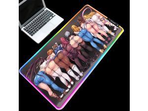 Anime  Girl Ass RGB Mouse Pad Gaming Large Computer pad LED Backlight Mause Keyboard Desk Mat