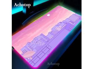 Large RGB Mouse Pad XXL Gaming Mousepad LED Mause Mat Gamer Kawaii landscape Desk Mat PC Desk Pad  with Backlit 90x40cm Pink