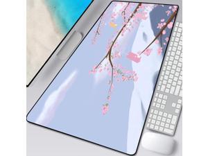 Pink Cherry Blossom Flower Gaming  Mouse Pad Cute Cat Large Desk Mat Extended  Mousepad Rubber Computer Keyboard Mat 90X40CM Gray