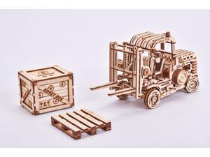 DIY build your own forklift. 3D wood mechanical puzzle. All materials included in the kit. Made of birch, assembled like a puzzle with no glue and rubber band powered. Wind up and watch it go. DIY build your own forklift. 3D wood mechanical puzzle. All materials included in the kit. Made of birch, assembled like a puzzle with no glue and rubber band powered. Wind up and watch it go.