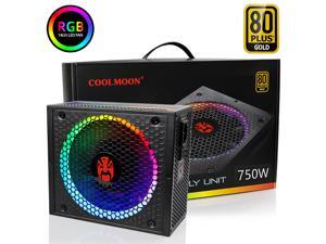 COOLMOON ATX Power Supply 750W Fully Modular 80+ Gold Certified with Addressable RGB Light - Vairous Color Mode, RGB-750W COOLMOON ATX Power Supply 750W Fully Modular 80+ Gold Certified with Addressable RGB Light - Vairous Color Mode, RGB-750W