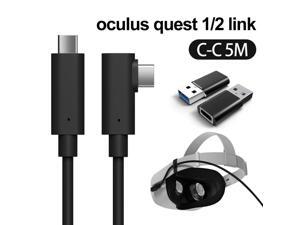 Compatible for Oculus Link Virtual Reality Headset Cable for Quest 2 / Quest and Gaming PC, 90 Degree Angled USB3.0 Type C to C High Speed Data Transfer & Fast Charging (16ft/5m) with USB C-A adapter Compatible for Oculus Link Virtual Reality Headset Cable for Quest 2 / Quest and Gaming PC, 90 Degree Angled USB3.0 Type C to C High Speed Data Transfer & Fast Charging (16ft/5m) with USB C-A adapter