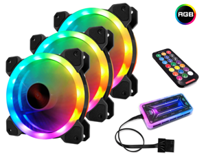 RGB Series Case Fans 120mm with Remote Controller Fan Hub and Extension, Quiet Edition High Airflow Adjustable Colorful PC Case CPU Computer Cooling with Coolers, Radiators System (3pcs) RGB Series Case Fans 120mm with Remote Controller Fan Hub and Extension, Quiet Edition High Airflow Adjustable Colorful PC Case CPU Computer Cooling with Coolers, Radiators System (3pcs)