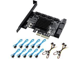 TROPRO PCIe SATA Card 10 Port with 10 SATA Cables and 2 SATA Power Splitter Cables, SATA Controller Expansion Card with Standard Profile Bracket, 6Gbps PCIe to SATA 3.0 PCI-E X4 Host Controller Card TROPRO PCIe SATA Card 10 Port with 10 SATA Cables and 2 SATA Power Splitter Cables, SATA Controller Expansion Card with Standard Profile Bracket, 6Gbps PCIe to SATA 3.0 PCI-E X4 Host Controller Card