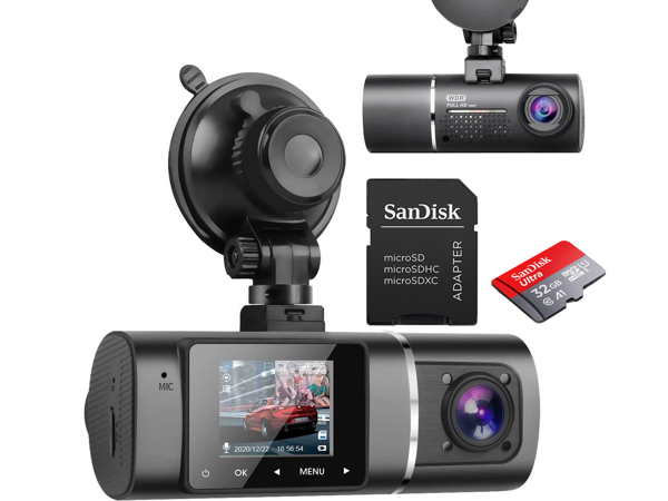 Dashcam with GPS, 1080p Dual lens, Night vision, Campark DC35