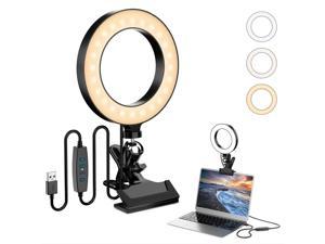 6.3'' Clip-on Ring Light , Selfie Ring Light for TikTok, YouTube Videos, Makeup, and Zooms, Led Ring Lamp with 3 Light Modes & 10 Brightness Level