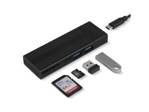 M.2 NVME SATA SSD Enclosure Adapter Tool-Free, RTL9210B Chips, USB C 3.1 Gen 2 10Gbps NVME, 6Gbps SATA PCIe M-Key(B+M Key) with 2 USB Ports, SD/TF Card Reader