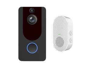Wireless Doorbell Camera 1080P Video Doorbell Camera WiFi Home Security Doorbell with Chime, PIR Motion Detection, 2-Way Audio, Night Vision, Cloud Storage, 166° Wide Angle, IP65 Weatherproof