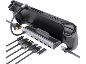 Steam Deck Dock, JBCE 8 in 1 MST Steam Deck Docking Station with 4K@60Hz HDMI and DP,VGA Port,Gigabit Ethernet, 3 USB-A 3.0 and Full Speed Charging USB-C Port Compatible with Valve Steam Deck