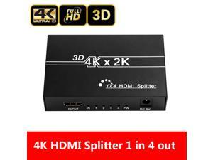 HDMI Splitter 1 in 4 Out - 4K HDMI Splitter Ver1.4 HDCP, Powered HDMI Splitter Supports 3D 4K@30HZ Full HD1080P for Xbox PS4 PS3 Fire Stick Roku Blu-Ray Player HDTV