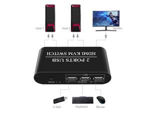 HDMI KVM 2X1 4K@30Hz USB2.0 Button Switch USB KVM HDMI 1.4V Switch Box Sharing 2 Computers with Keyboard Mouse on one HD Monitor USB A-B 2 cables HDMI KVM 2X1 4K@30Hz USB2.0 Button Switch USB KVM HDMI 1.4V Switch Box Sharing 2 Computers with Keyboard Mouse on one HD Monitor USB A-B 2 cables